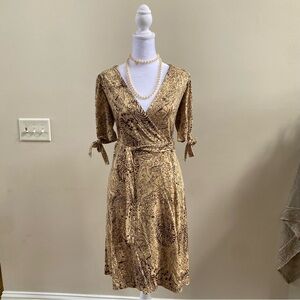 Vtg Rare Lilly Pulitzer 100% Silk Big Game Print Wrap Dress